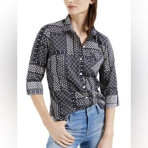 Tommy Hilfiger Daisy-Print Roll-Tab Cotton Shirt